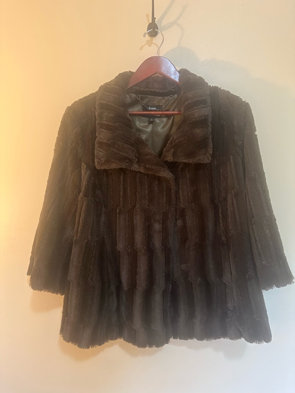 Luxury Dennis Blasco Brown Faux Fur Jacket